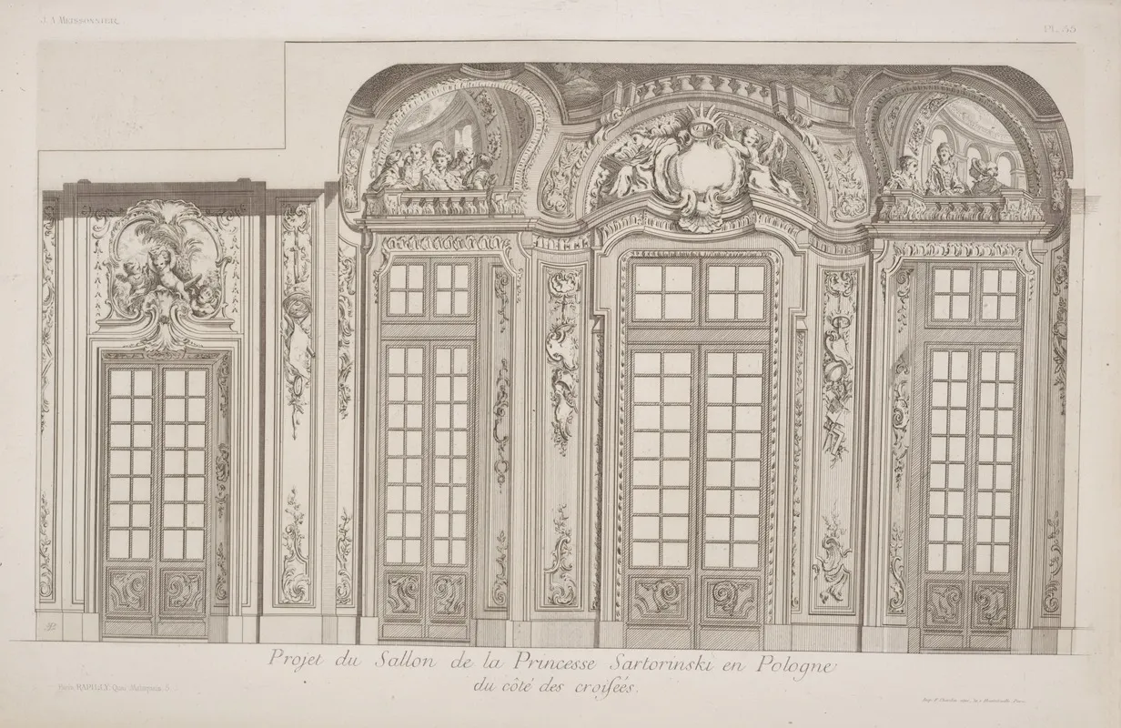 Projet Du Sallon De La Princesse Sartorinski En Pologne Du Cote Des Croisees by André-Charles Boulle - Canvas Print