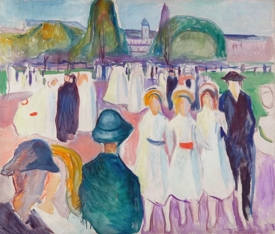 Promenade In Spring by Edvard Munch - Canvas Print