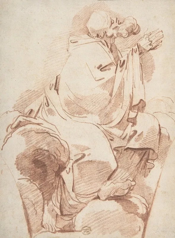 Prophet Seated In Profile On A Cloudbank Praying by André Lebrun - Canvas Print