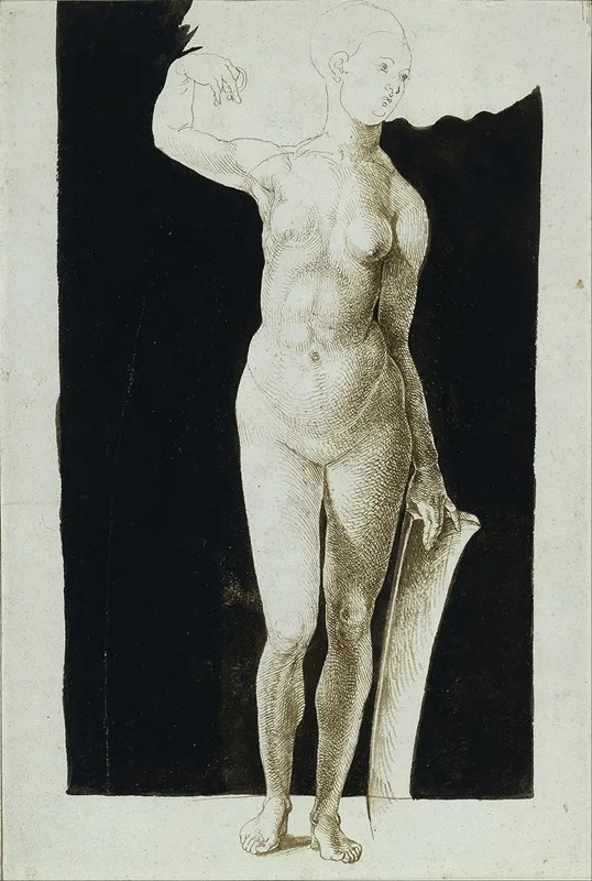 Proportion Study Of Female Nude With A Shield
