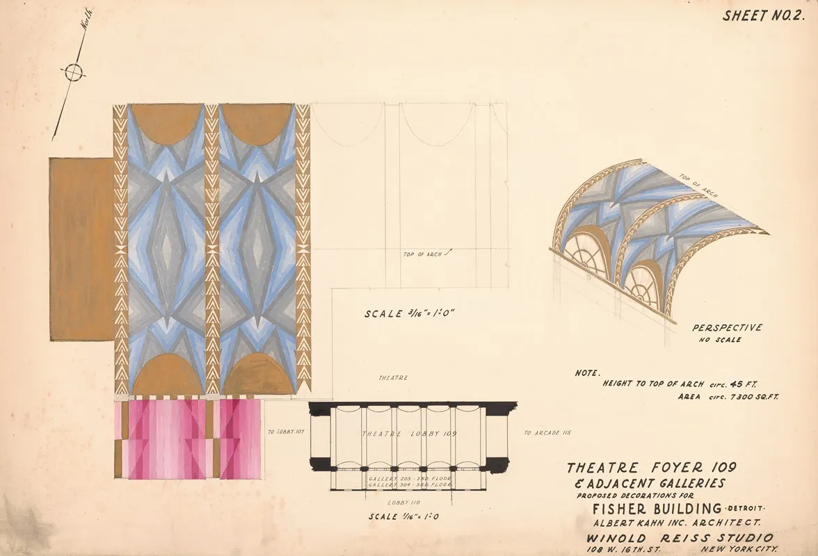 Proposed Decorations For Fisher Building Detroit Theatre Foyer 109 Adjacent Galleries