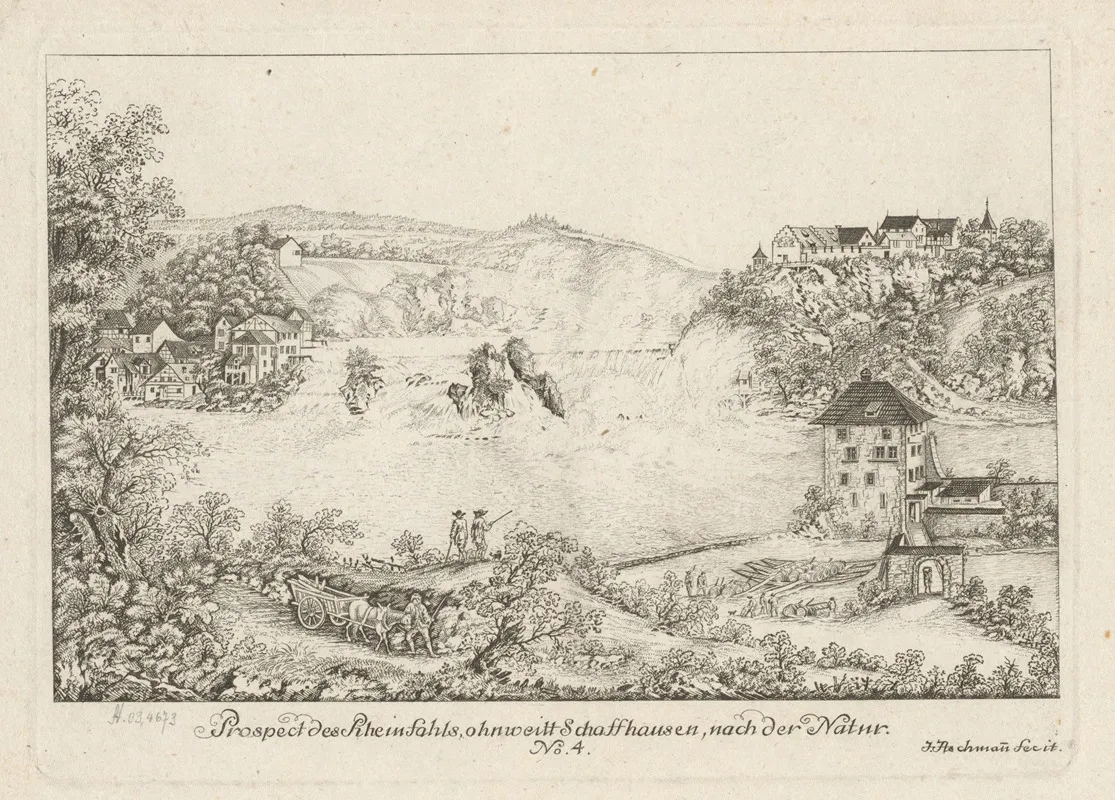 Prospect Des Rheinfahls Ohnweitt Schaffhausen Nach Der Natur by Johann Jakob Aschmann - Canvas Print