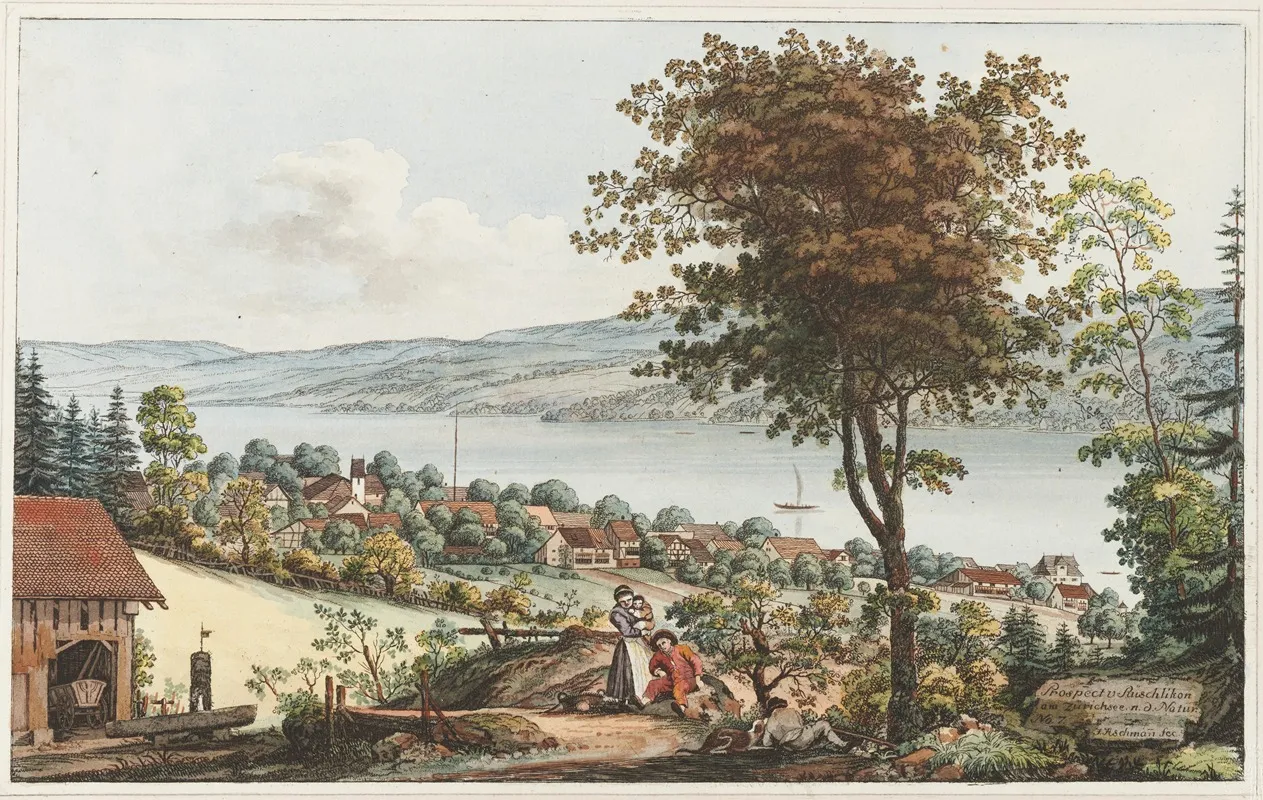 Prospect V Ruschlikon Am Zurichsee N D Natur by Johann Jakob Aschmann - Canvas Print