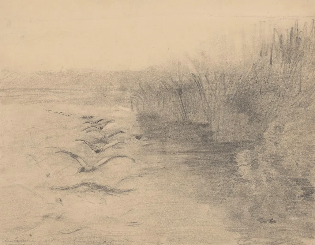 Ptaki Nad Jeziorem Szkic Do Obrazu Jezioro O Zmierzchu Z 1890 R