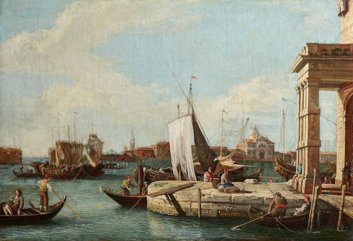 Punta Della Dogana Venice by Giovanni Battista Cimaroli - Canvas Print
