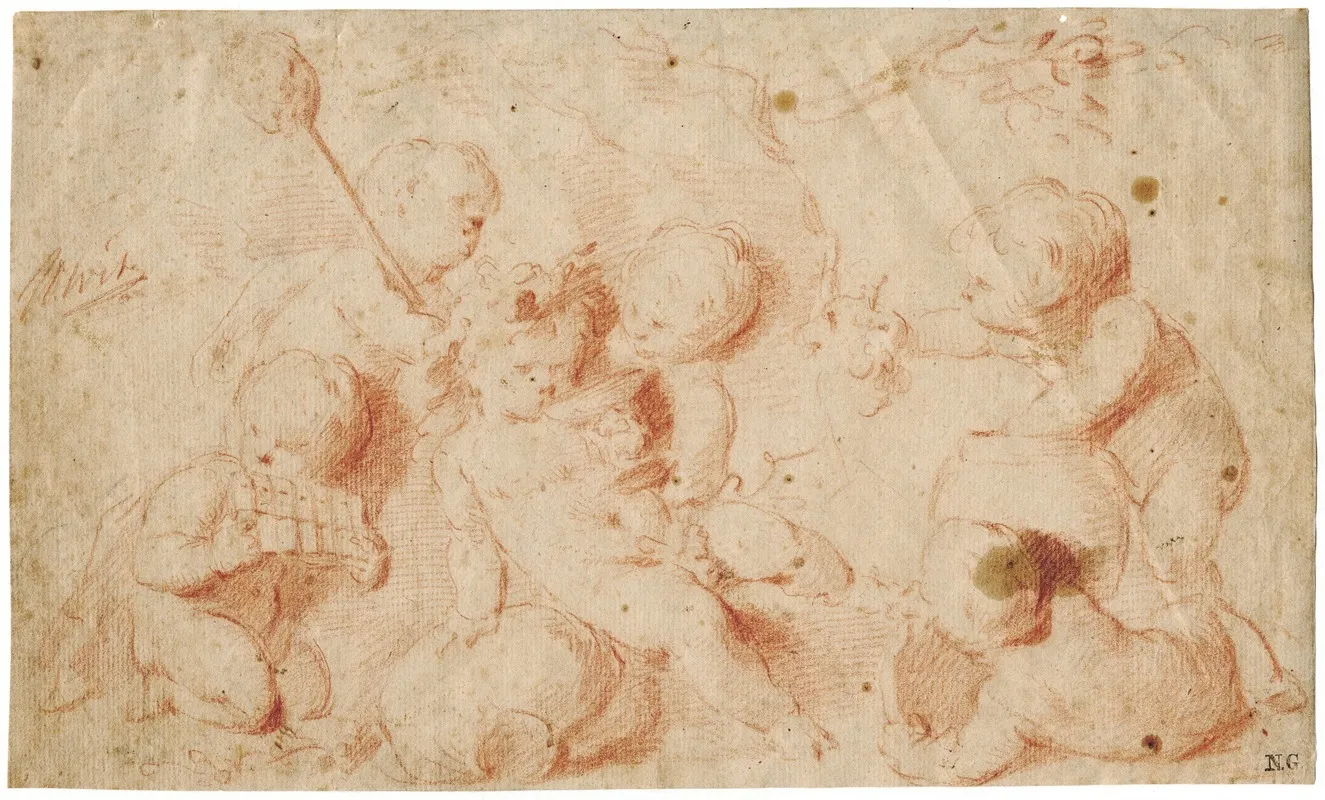 Putti In Bacchisch Tafereel by Jacob de Wit - Canvas Print
