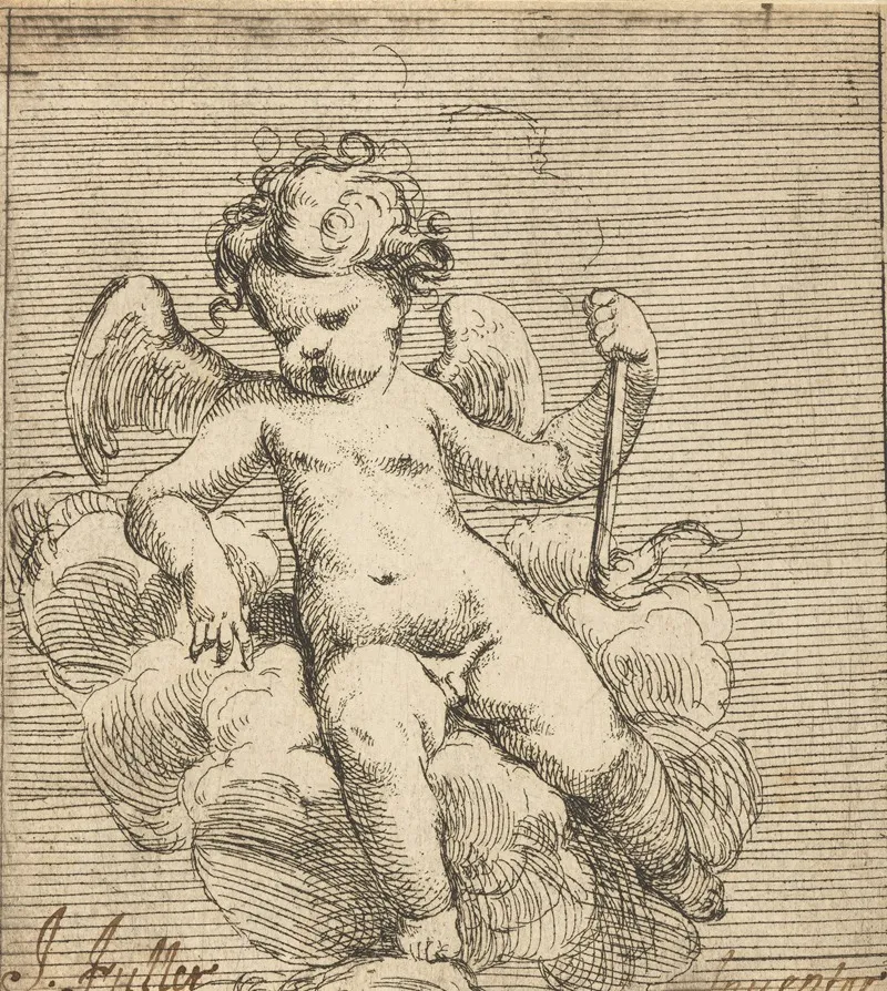 Putto Holding A Torch by Isaac Fuller - Canvas Print