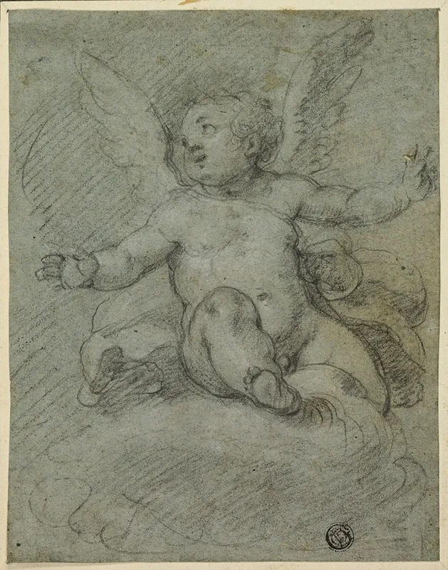Putto Seated On Clouds