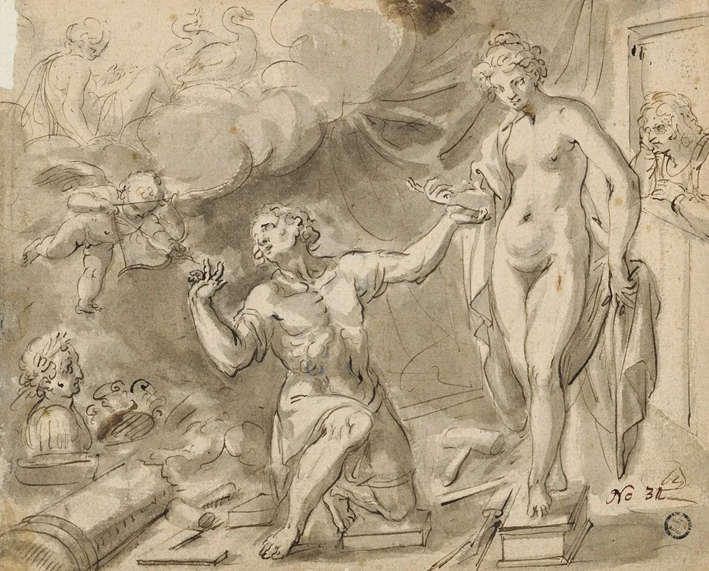 Pygmalion Verliebt Sich In Seine Statue by Lodewijk Toeput - Canvas Print