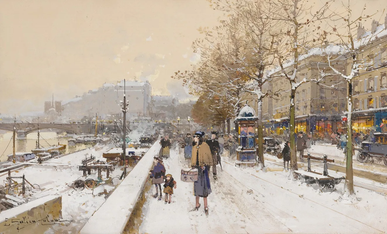 Quai Des Celestins by Eugène Galien-Laloue - Canvas Print