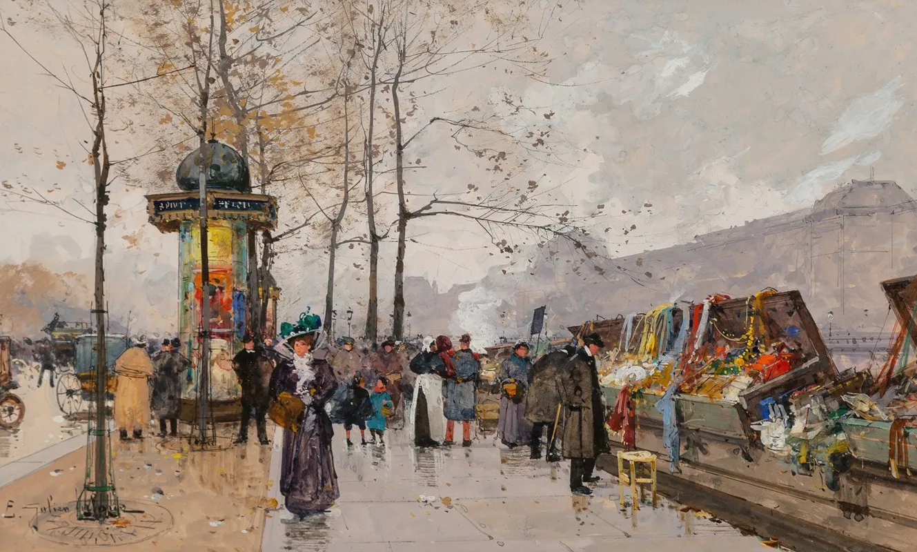 Quai Voltaire by Eugène Galien-Laloue - Canvas Print