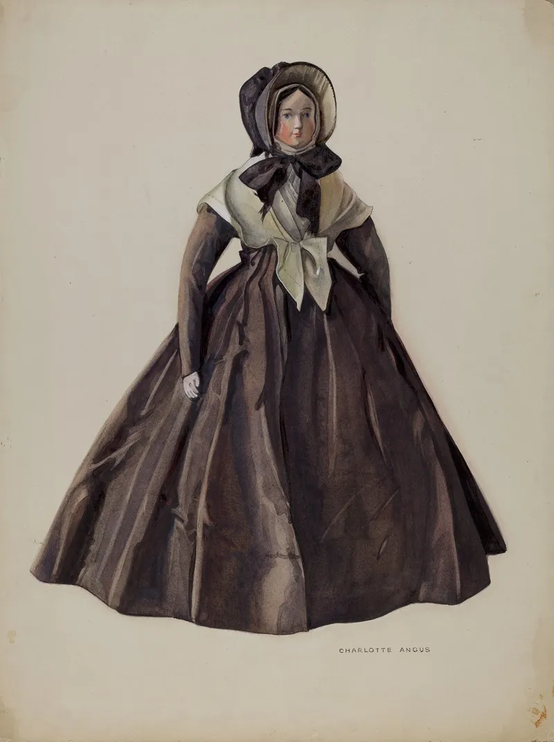 Quaker Costume Doll by Charlotte Angus - Canvas Print