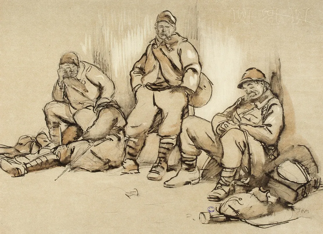 Quatre Soldats Au Repos