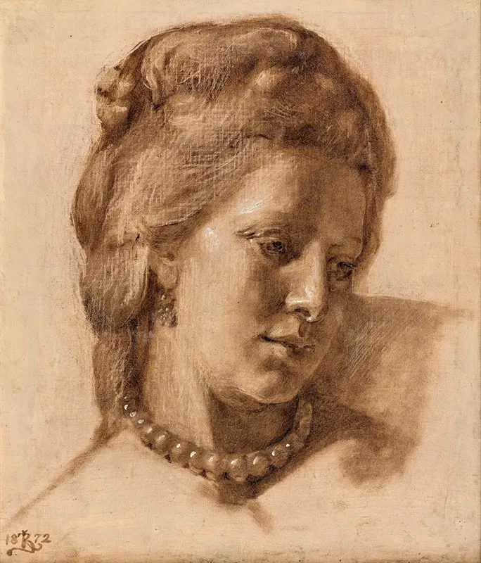 Queen Caroline Mathilda Study For The 1873 Work Scene From Christian Viis Court by Kristian Zahrtmann - Canvas Print