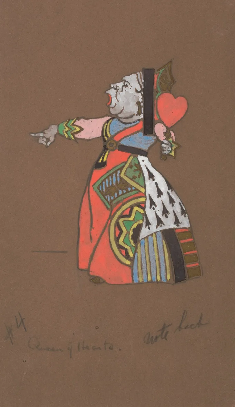 Queen Of Hearts Costume Design For Alice In Wonderland by William Penhallow Henderson - Canvas Print