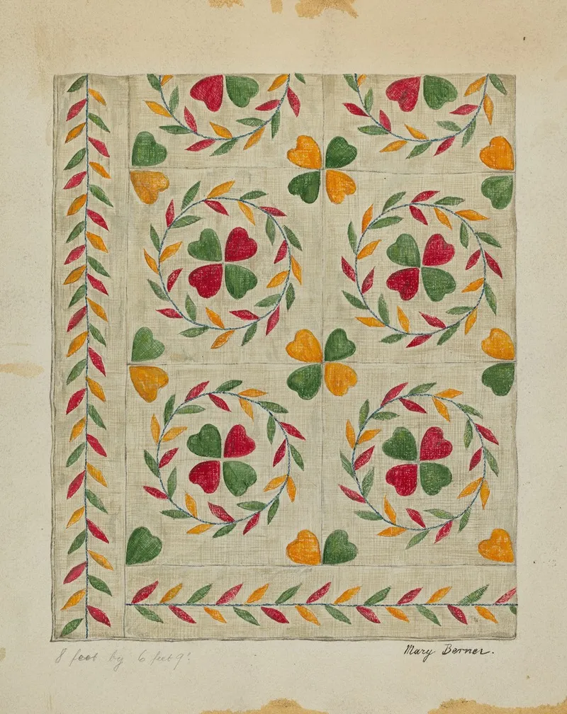 Quilt Applique 2 by Mary Berner - Canvas Print