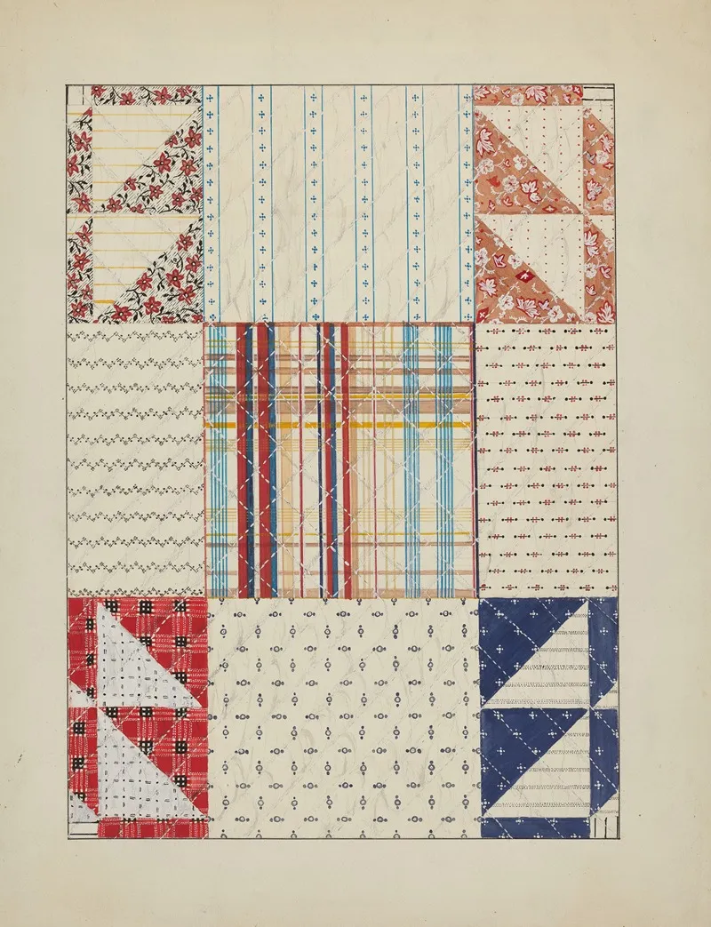 Quilt Patchwork by Margaret Linsley - Canvas Print