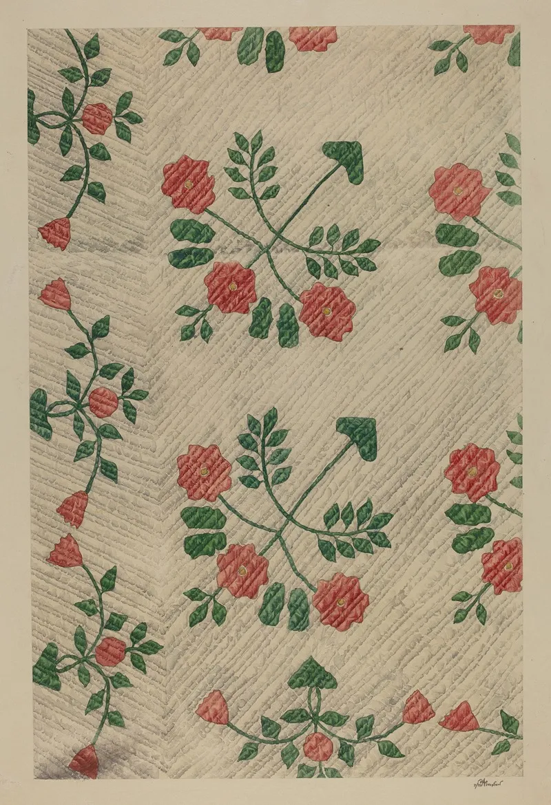 Quilt Rose Design by Ralph Atkinson - Canvas Print