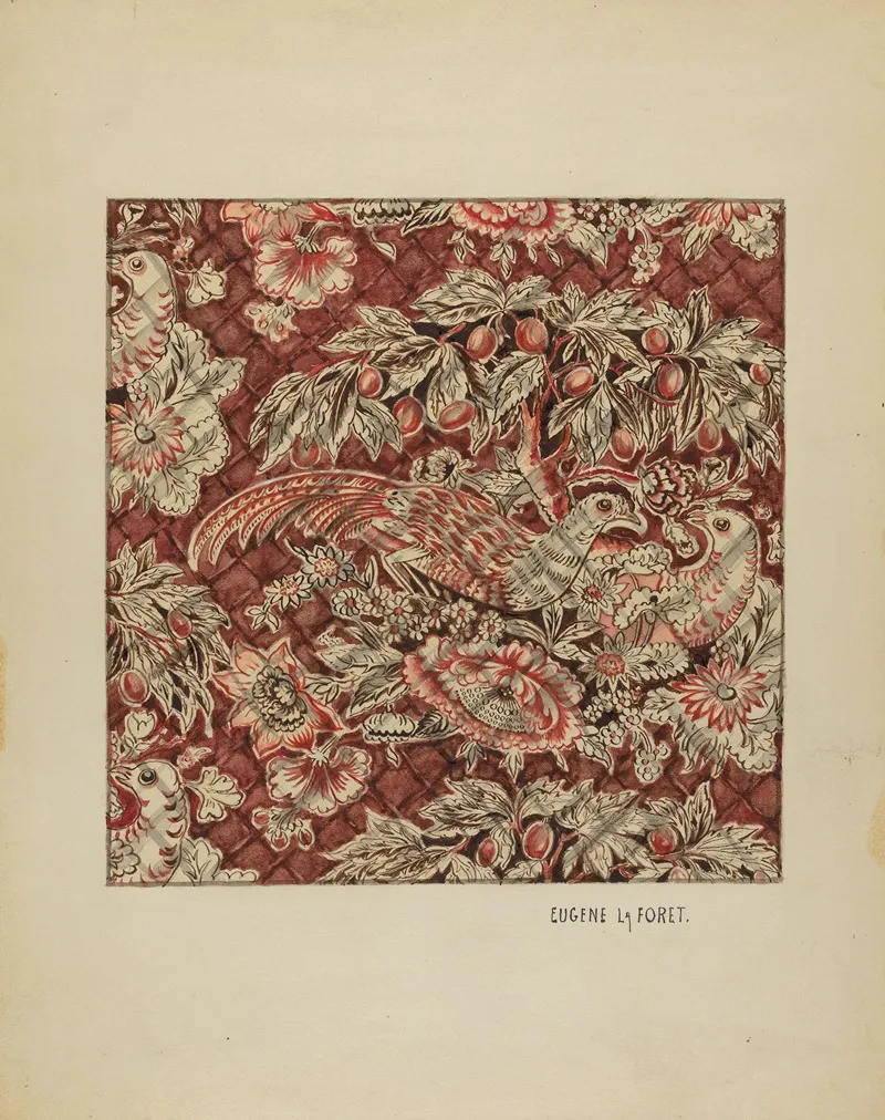 Quilted Chintz Coverlet by Eugene La Foret - Canvas Print