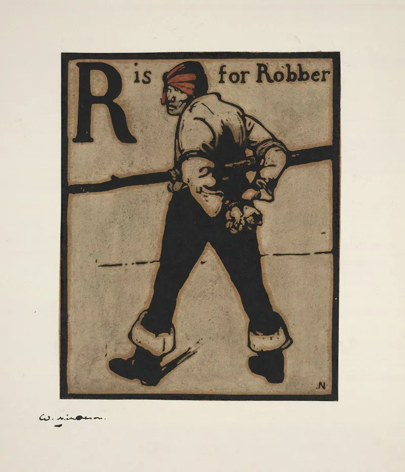 R Is Robber by William Nicholson - Canvas Print