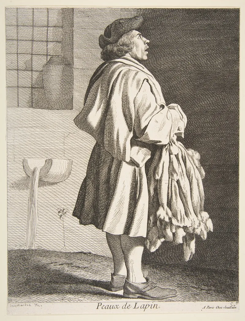 Rabbit Pelt Peddler by Edmé Bouchardon - Canvas Print