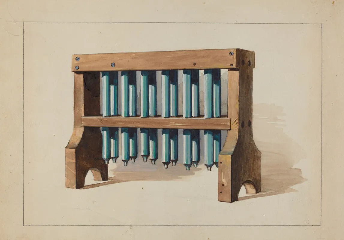 Rack With Candle Molds by Charles Caseau - Canvas Print