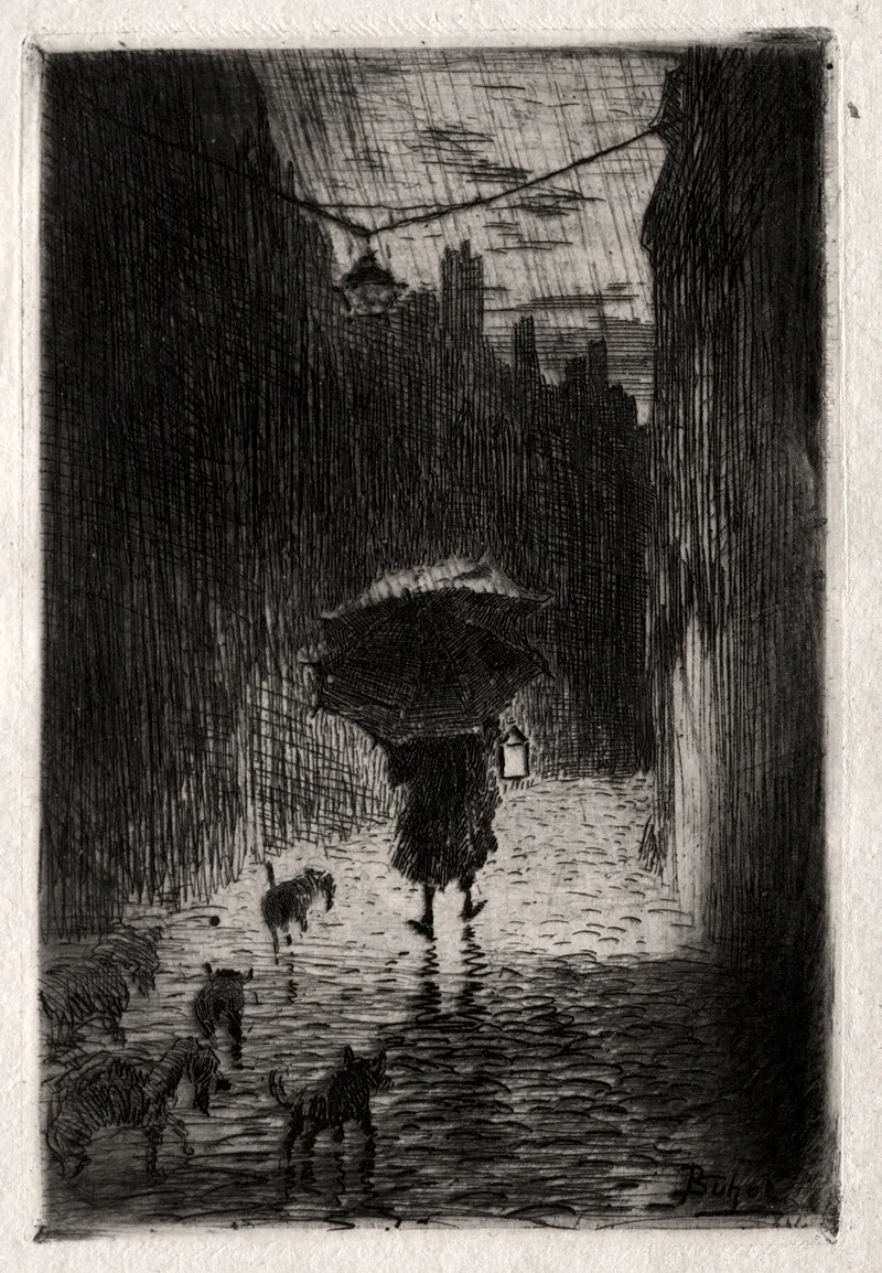 Rain And Umbrella by Félix Hilaire Buhot - Canvas Print