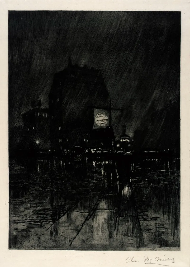 Rainy Night Madison Square by Charles Frederick William Mielatz - Canvas Print
