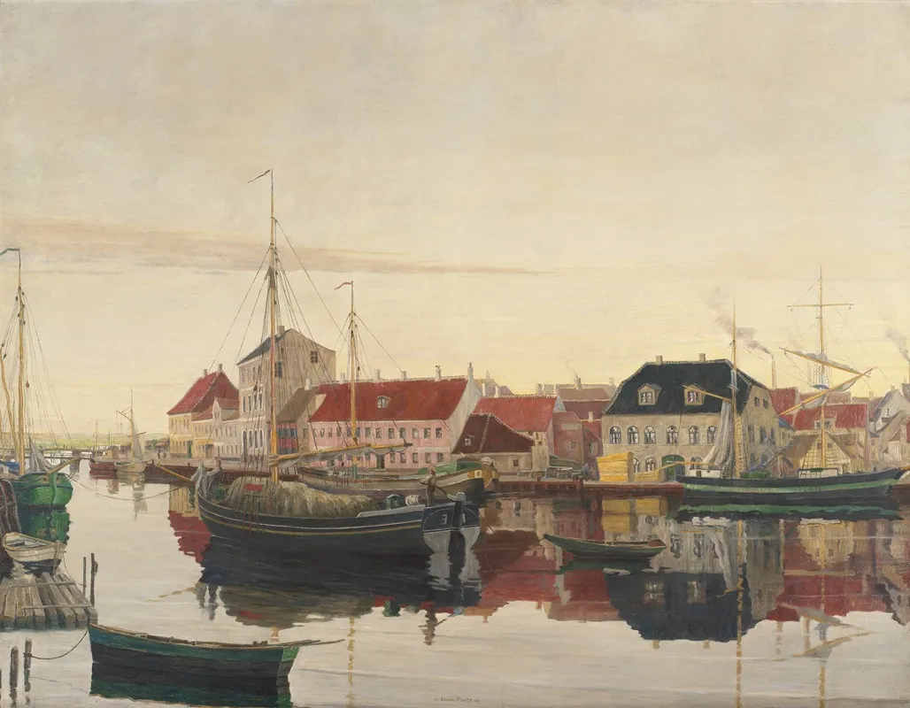 Randers Havn by Johan Rohde - Canvas Print