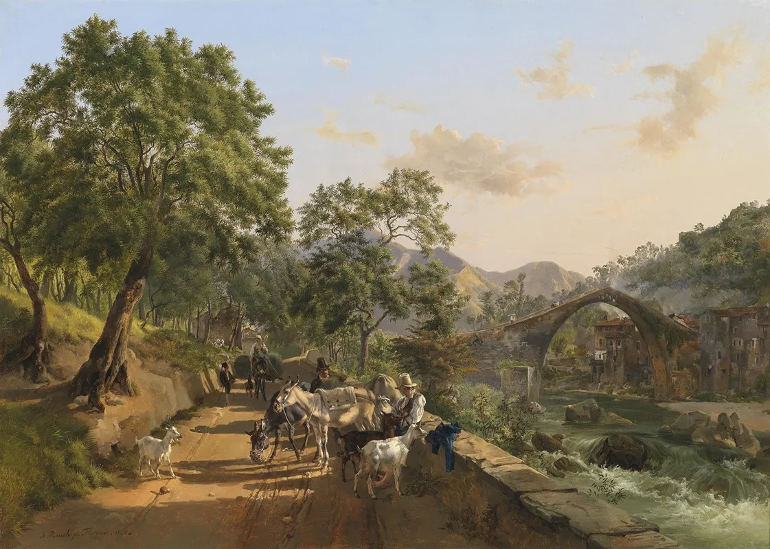 Rast An Der Landstrase by Johann Nepomuk Rauch - Canvas Print