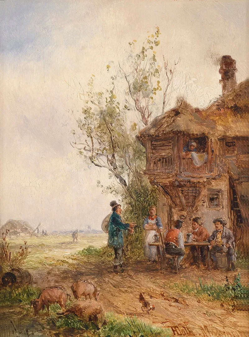 Rast Vor Dem Wirtshaus by Anton Doll - Canvas Print