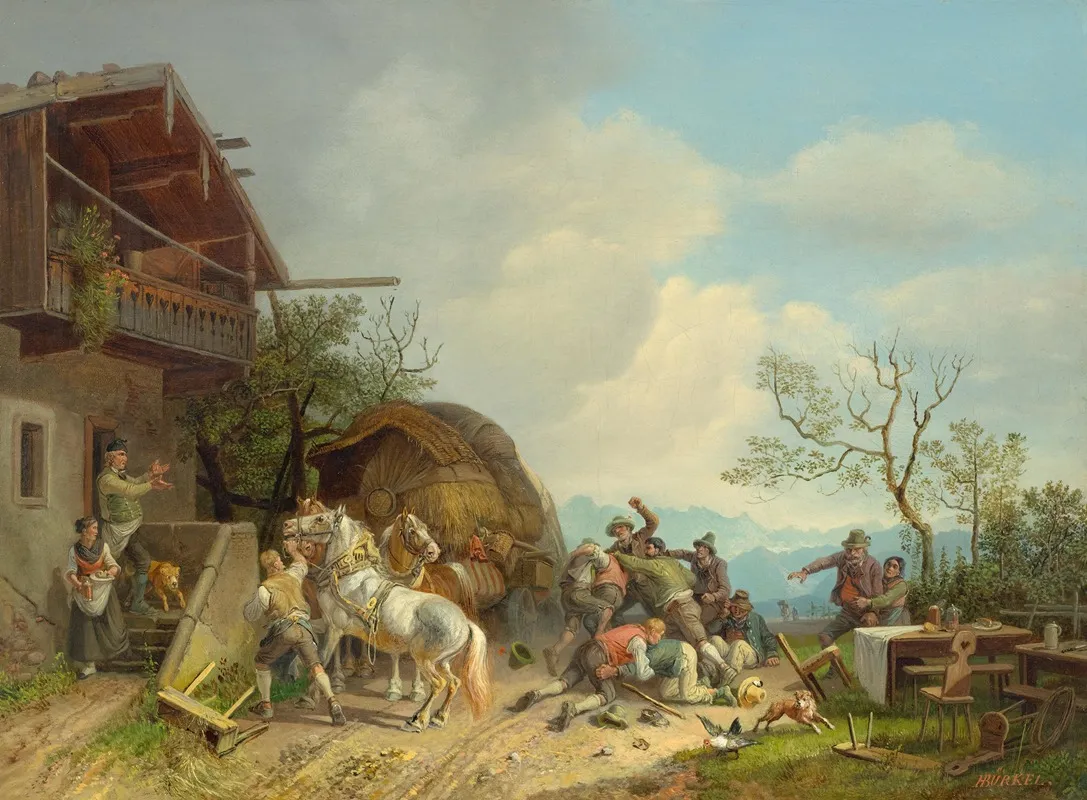Rauferei Vor Einem Wirtshaus 2 by Heinrich Bürkel - Canvas Print