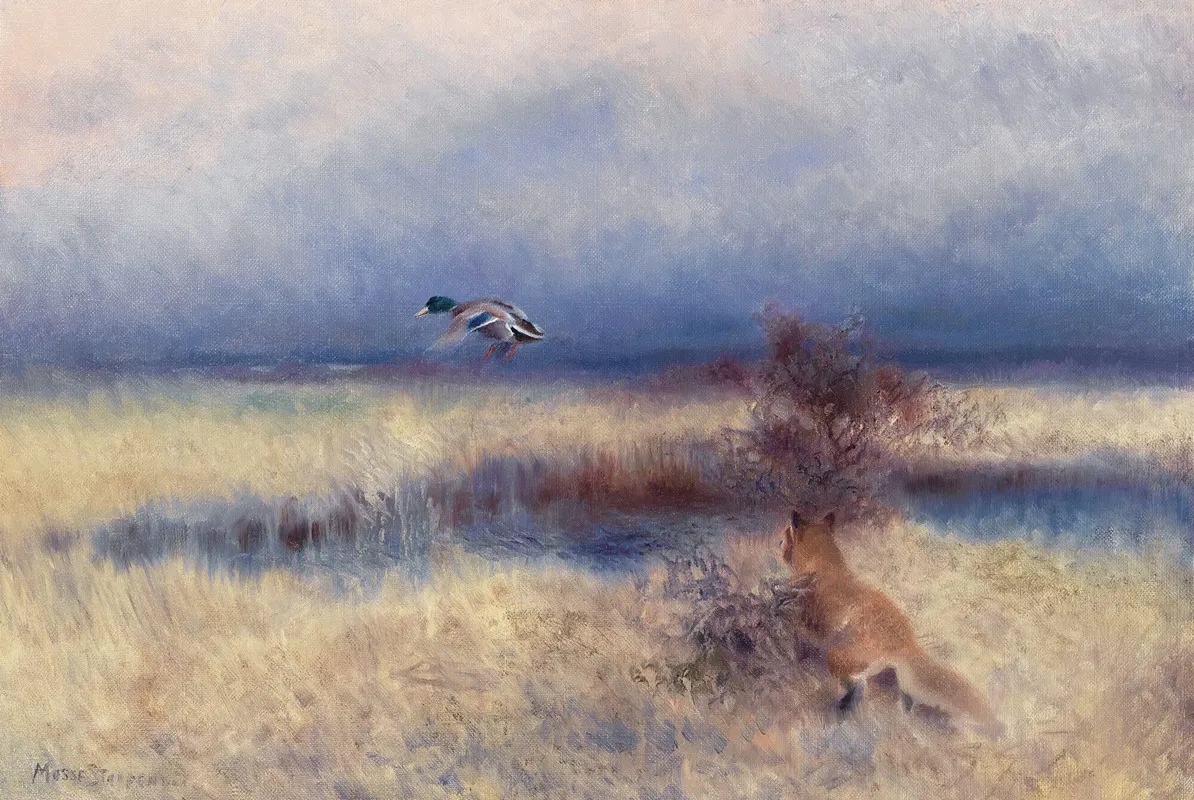 Rav Jagandes And Fox Chasing A Duck