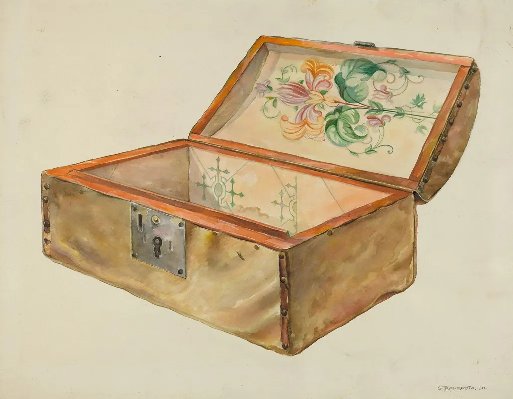Rawhide Chest With Lock Inside View by Gerald Transpota - Canvas Print