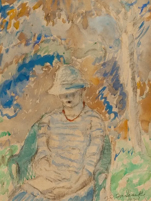 Reading In The Garden by Frederick Carl Frieseke - Canvas Print