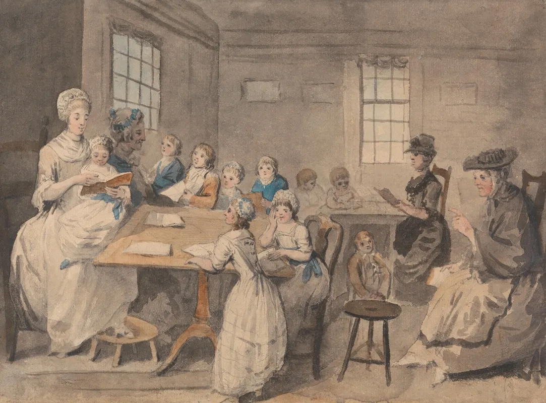 Reading Lesson At A Dame School by Elias Martin - Canvas Print