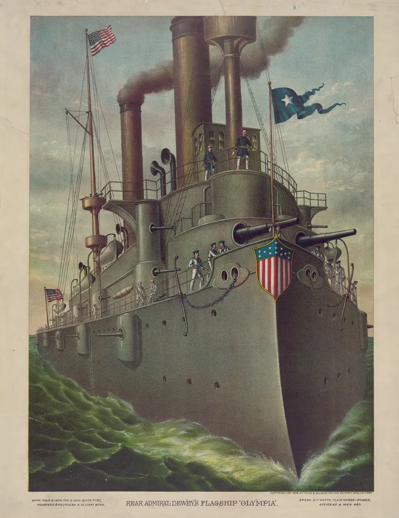 Rear Admiral Deweys Flagship Olympia by Kurz &amp; Allison - Canvas Print