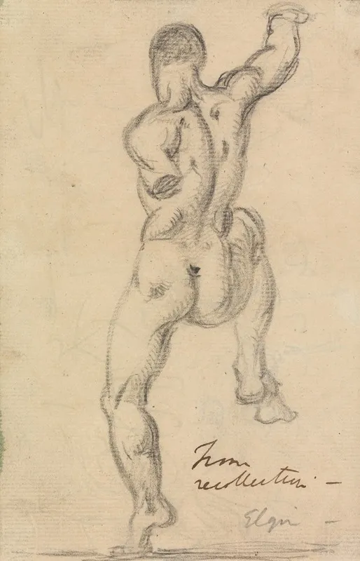 Rear View Figure Study Of A Male Nude