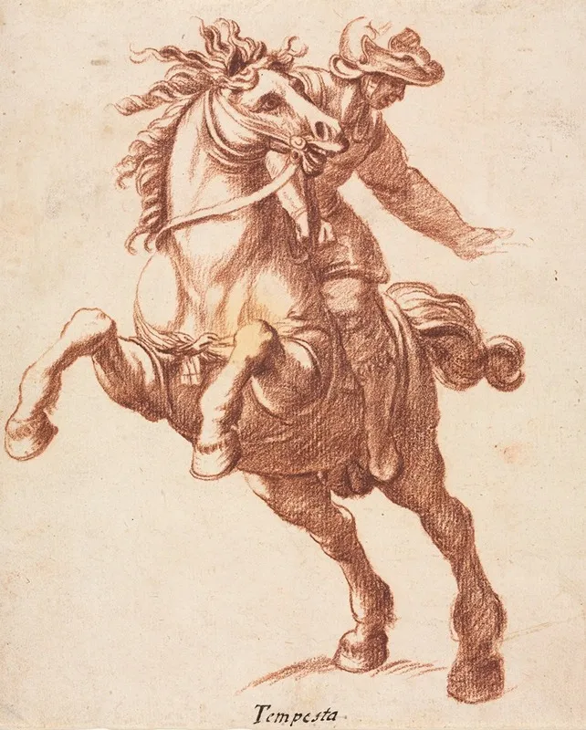 Rearing Horse And Rider 2 by Antonio Tempesta - Canvas Print