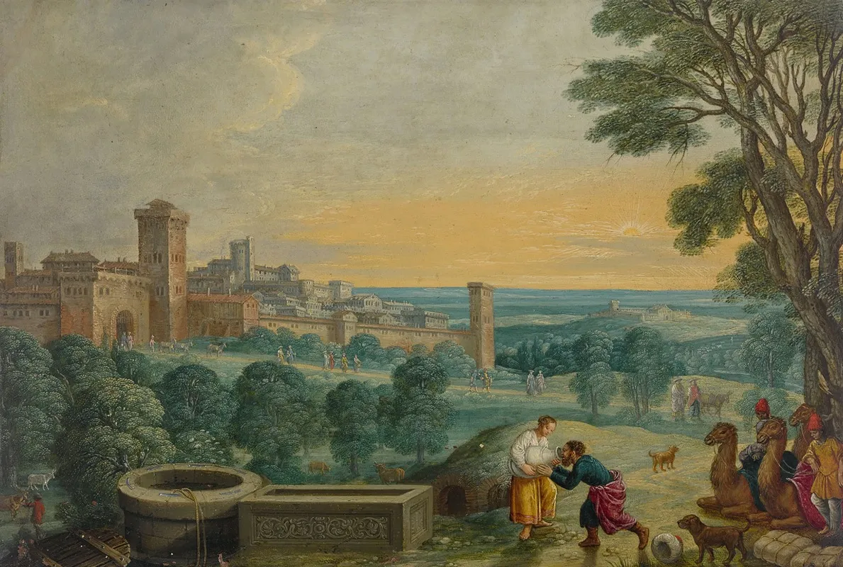 Rebecca And Eliezer At The Well 4 by Johann König - Canvas Print