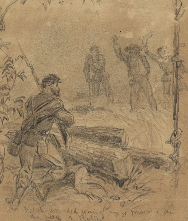 Rebel Wounded Coming In As Prisoners On The Field Of Battle