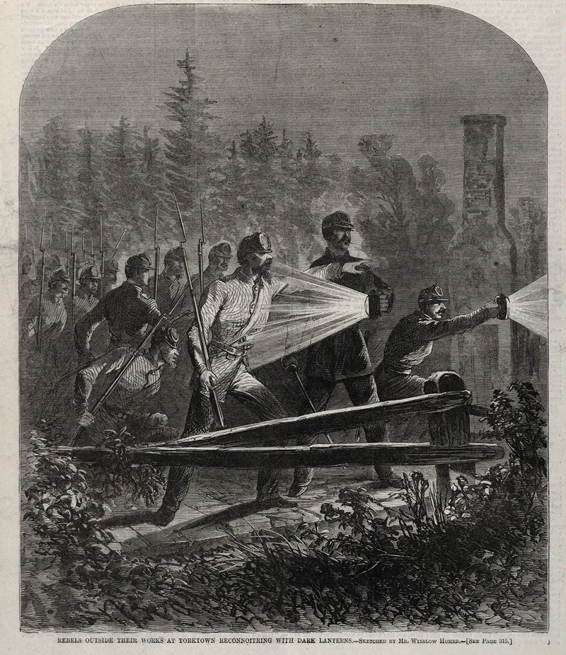 Rebels Outside Their Works At Yorktown Reconnoitering With Dark Lanterns