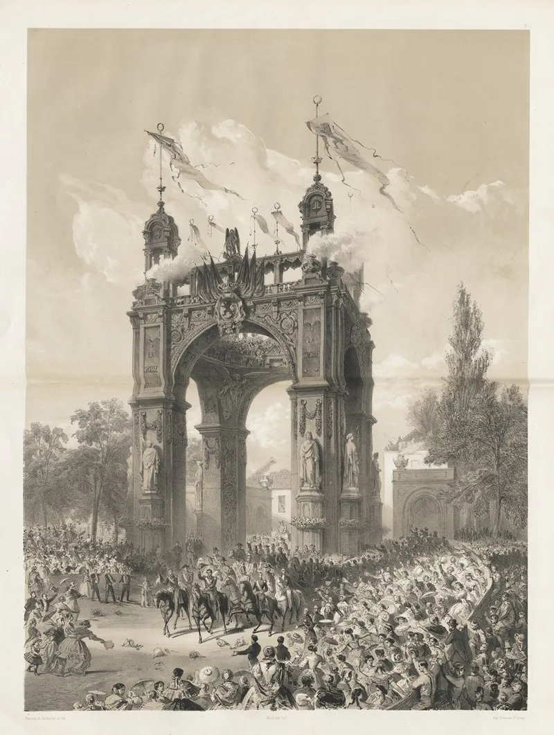 Reception Du Roi A La Porte De Laeken by Jules Helbig - Canvas Print