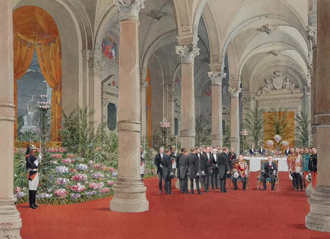 Reception Du Roi Dangleterre Edouard Vii Par Le President Loubet A Lhotel De Ville De Paris Le 2 Mai 1903 by Fédor Hoffbauer - Canvas Print
