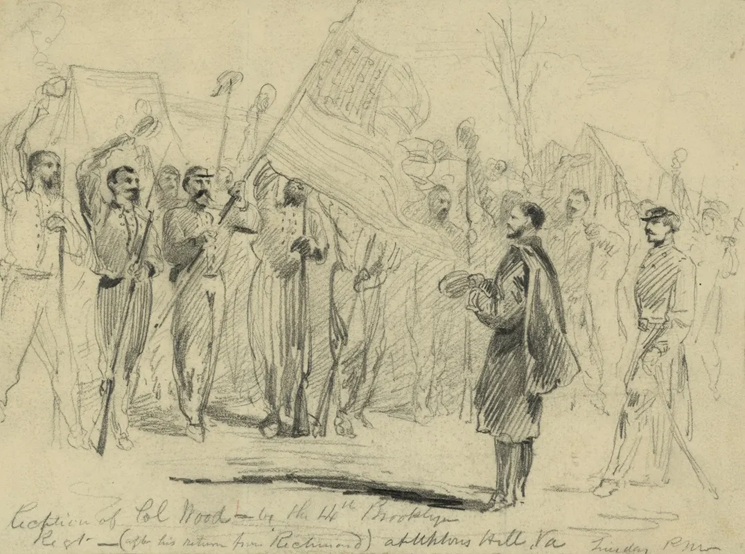 Reception Of Col Wood By The 14th Brooklyn Regt After His Return From Richmond At Uptons Hill Va Tuesday P M