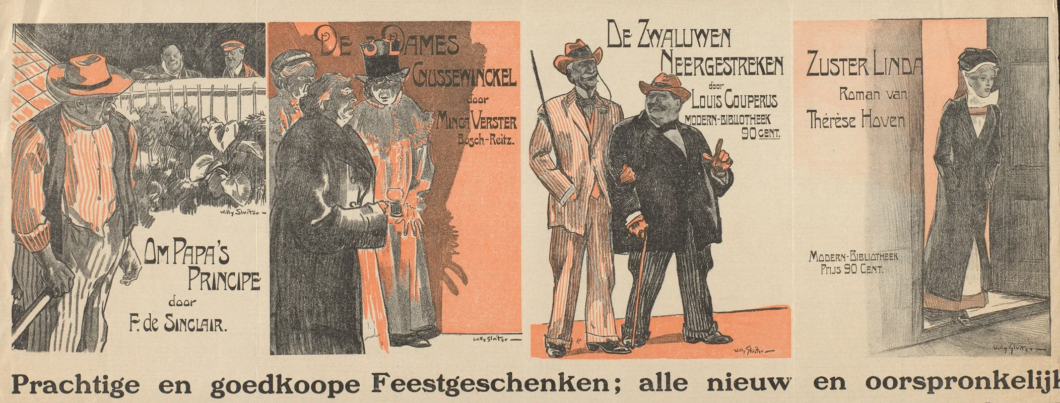 Reclamebiljet Voor Vier Uitgaven Van De Modern Bibliotheek