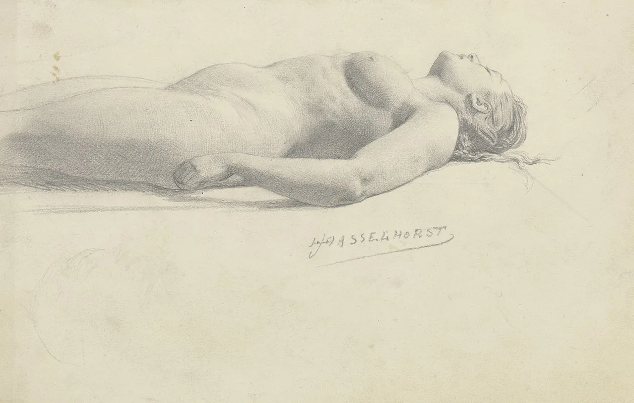 Reclining Female Nude 32 by Johann Heinrich Hasselhorst - Canvas Print