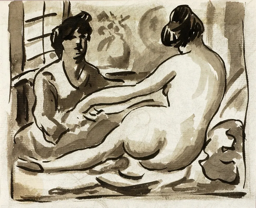 Reclining Female Nude With Attendant