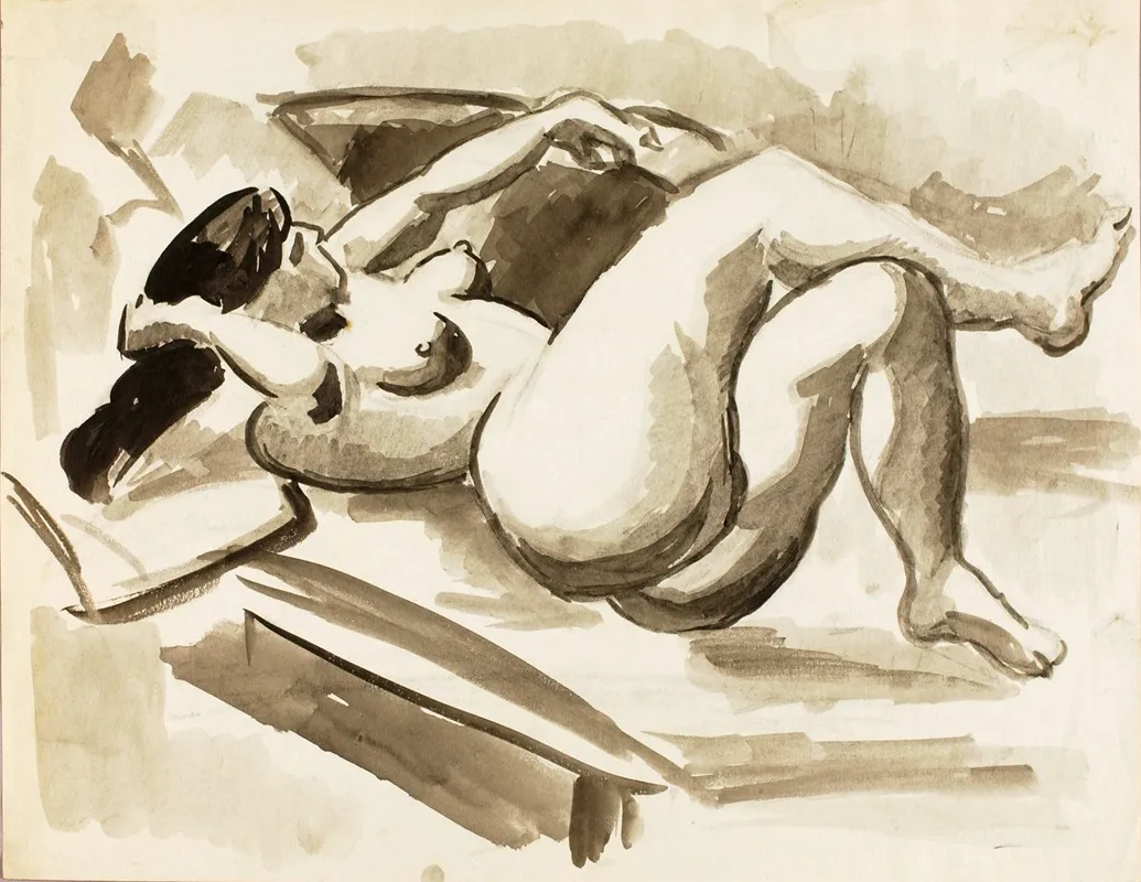 Reclining Female Nude With Legs Crossed by Carl Newman - Canvas Print