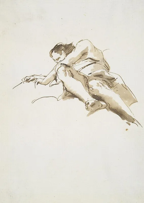 Reclining Male Figure Seen From Below
